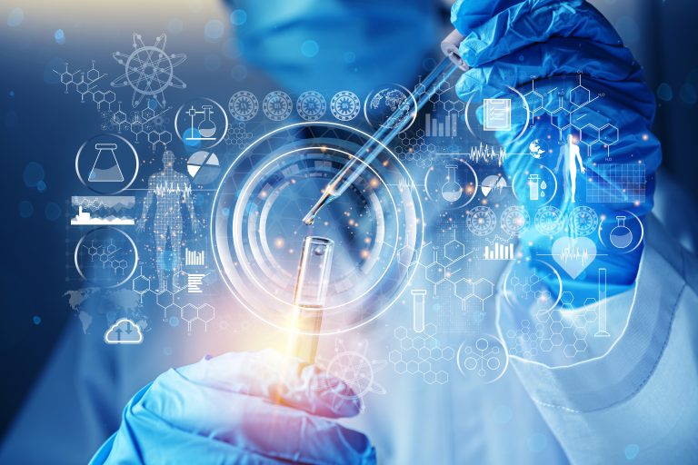 Genetic research and Biotech science Concept
